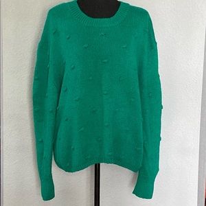 525 America green long sleeve round neck sweater with pompom details size XL